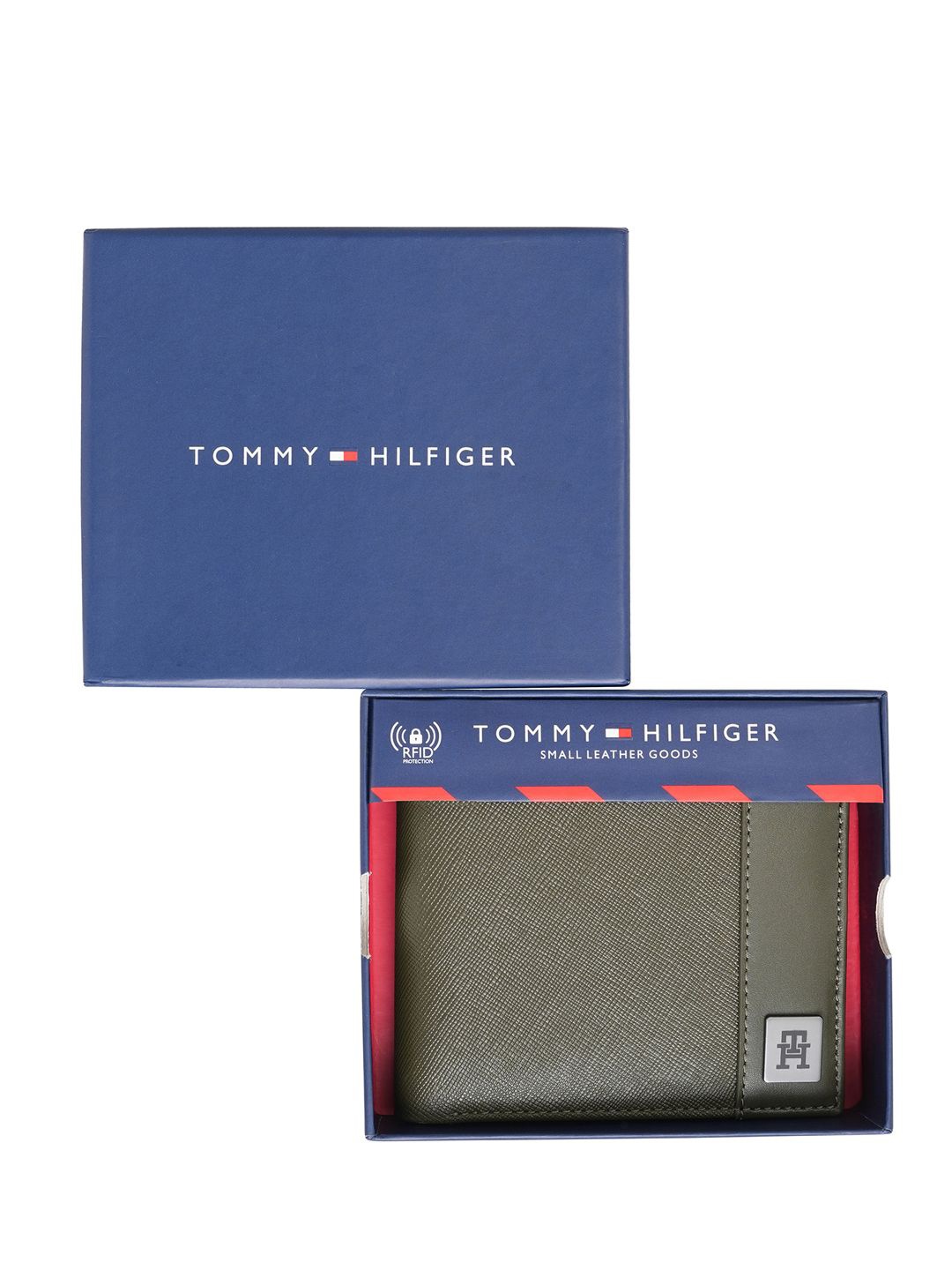 

Tommy Hilfiger Men Leather Two Fold Wallet, Olive