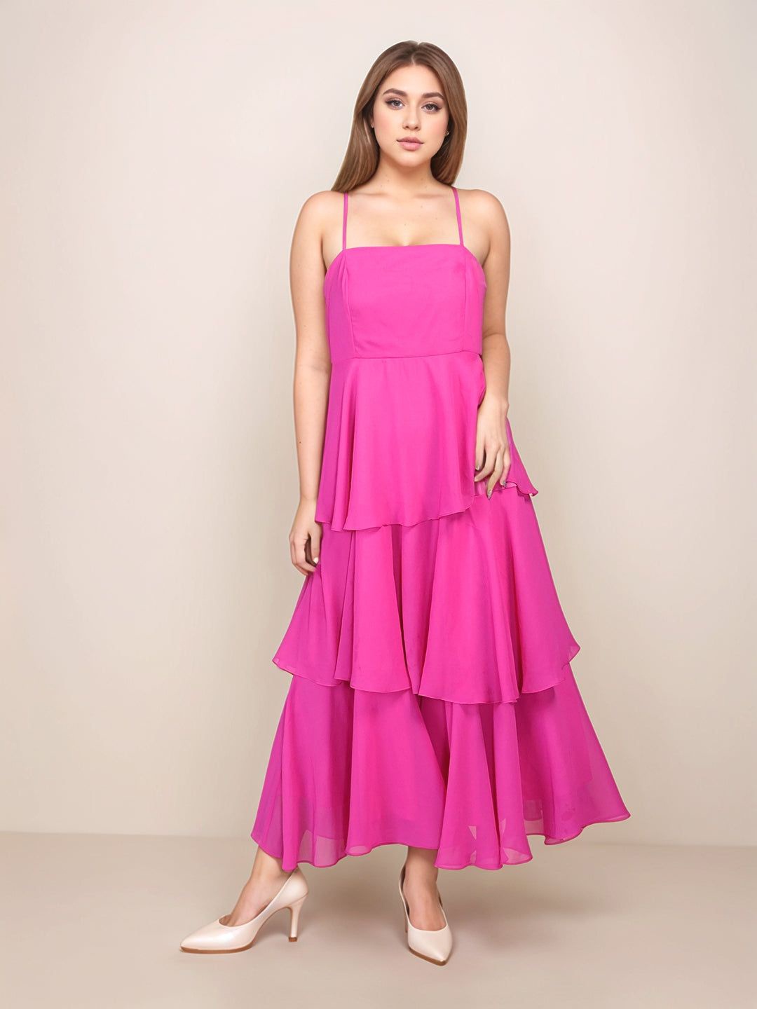 

Zink London Solid Relaxed Fit Maxi Dress, Pink