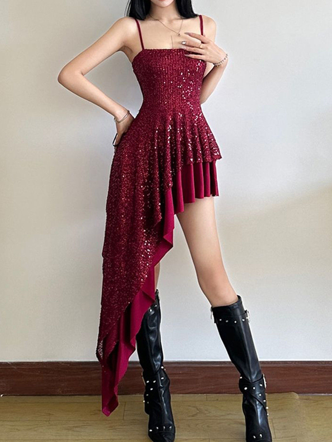 

LULU & SKY Women Embellished Fit & Flare Dress, Red