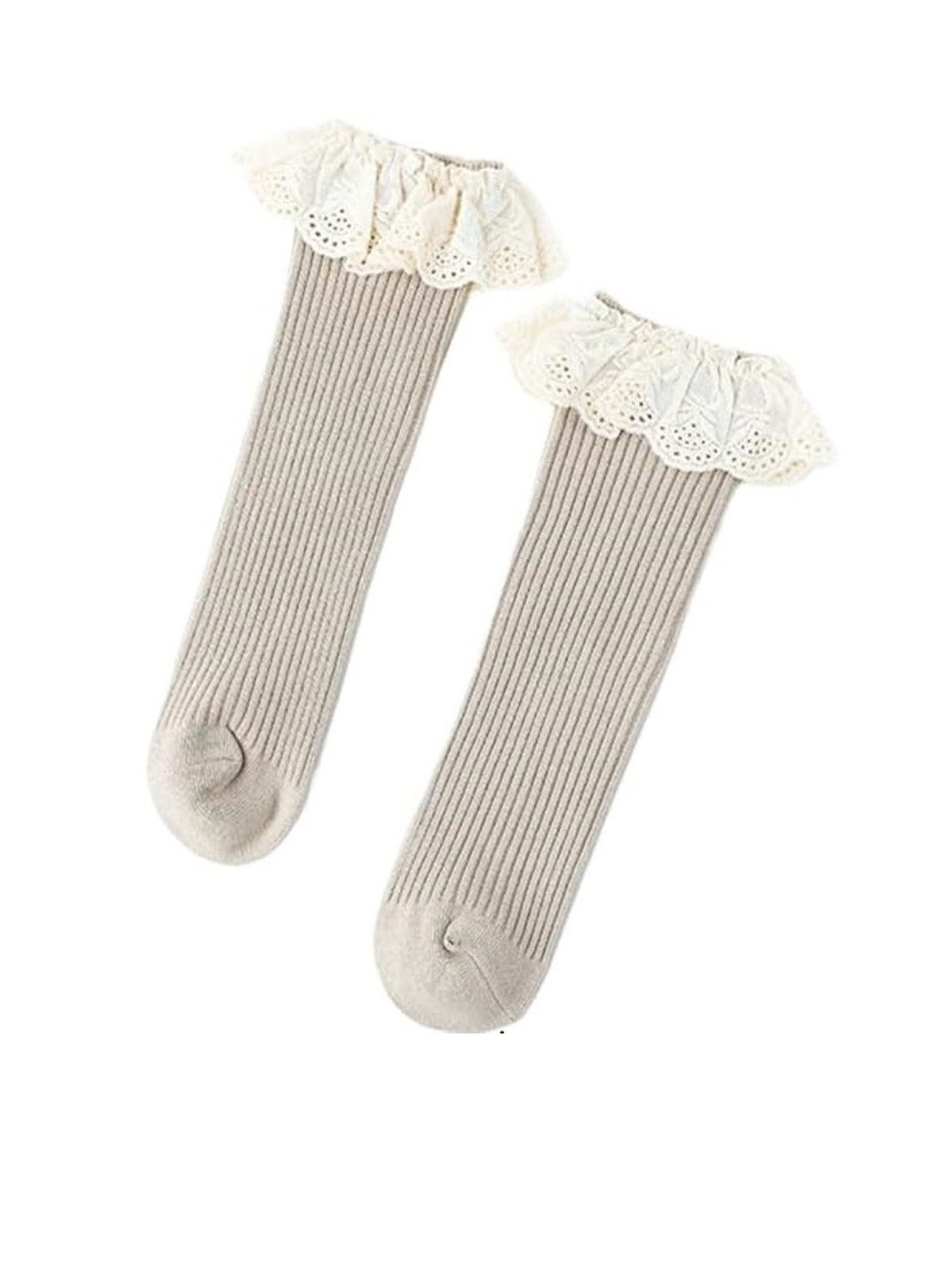 

EL REGALO Girls Striped Calf Length Socks, White