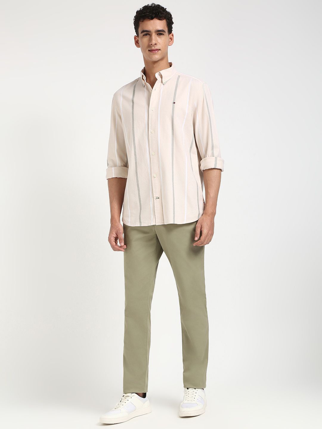 

Tommy Hilfiger Men Opaque Striped Casual Shirt, Beige