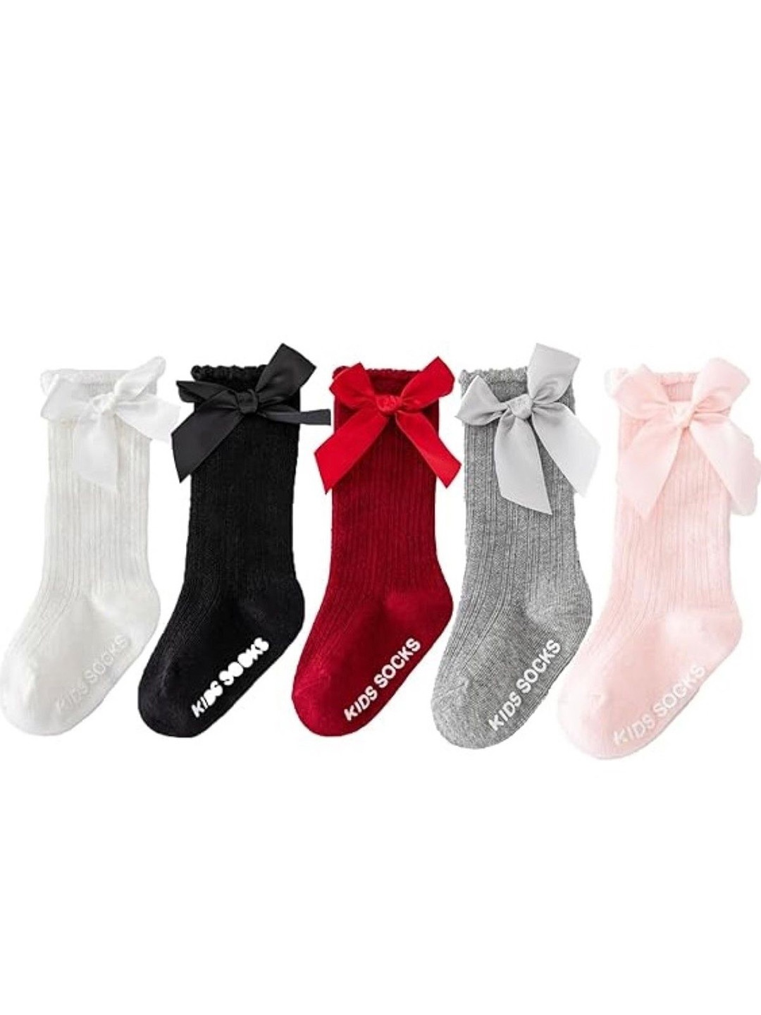 

EL REGALO Girls Pack Of 5 Calf-Length Socks, Grey