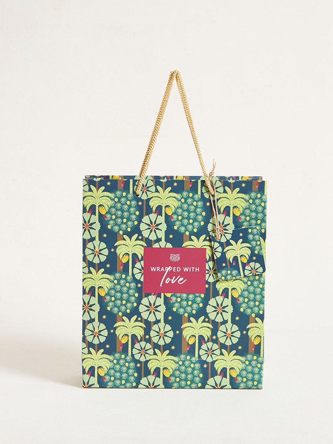 

Chumbak Green Saanjh Gift Bag With Tag - Vertical, Medium