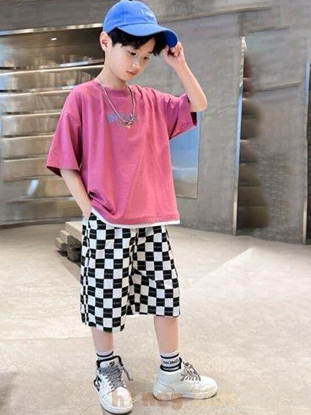 

BILLYBALL Kids Printed Pure Cotton T-Shirt With Shorts, Pink