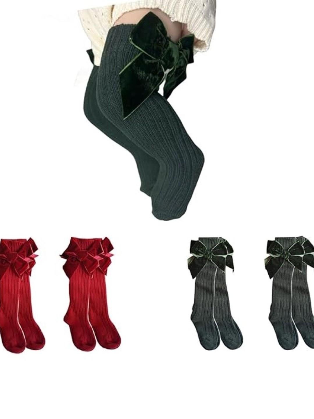 

EL REGALO Girls Pack Of 2 Calf-Length Socks, Red