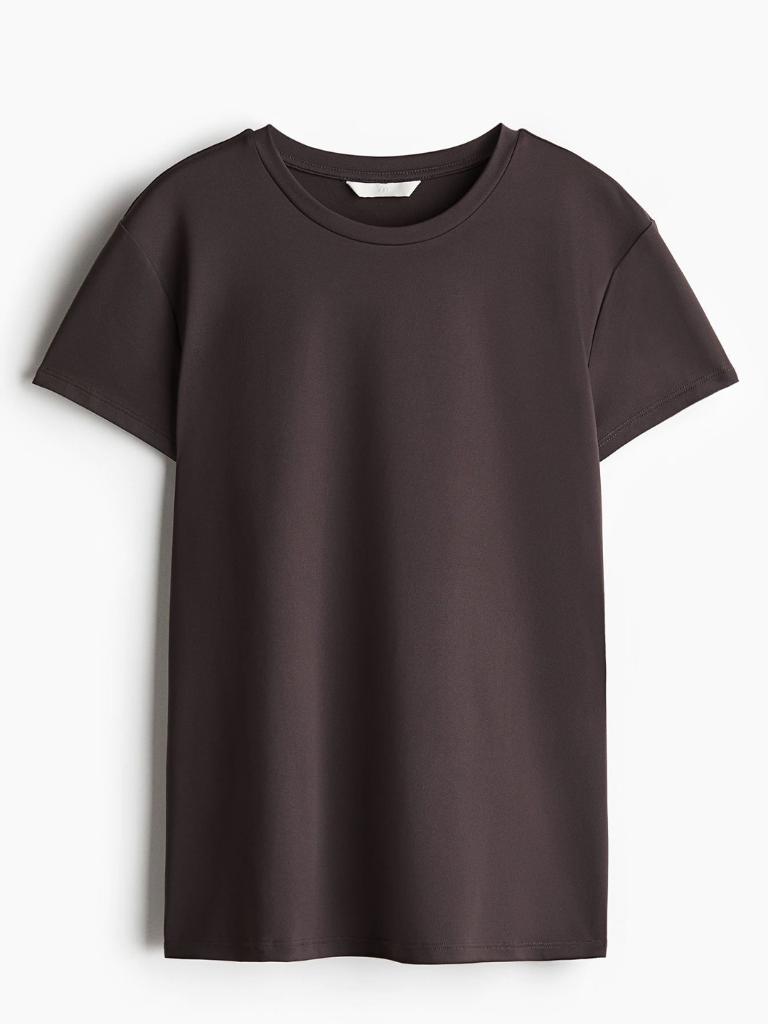 

H&M Fitted Microfibre T-shirt, Brown