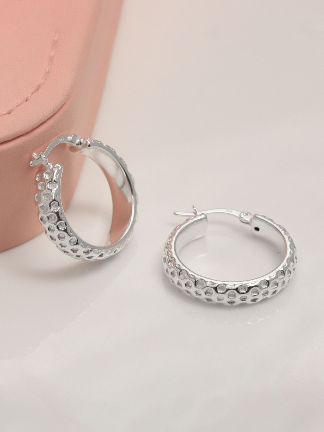 

LeCalla Sterling Silver Plated Contemporary Shaped Hoop Earrings