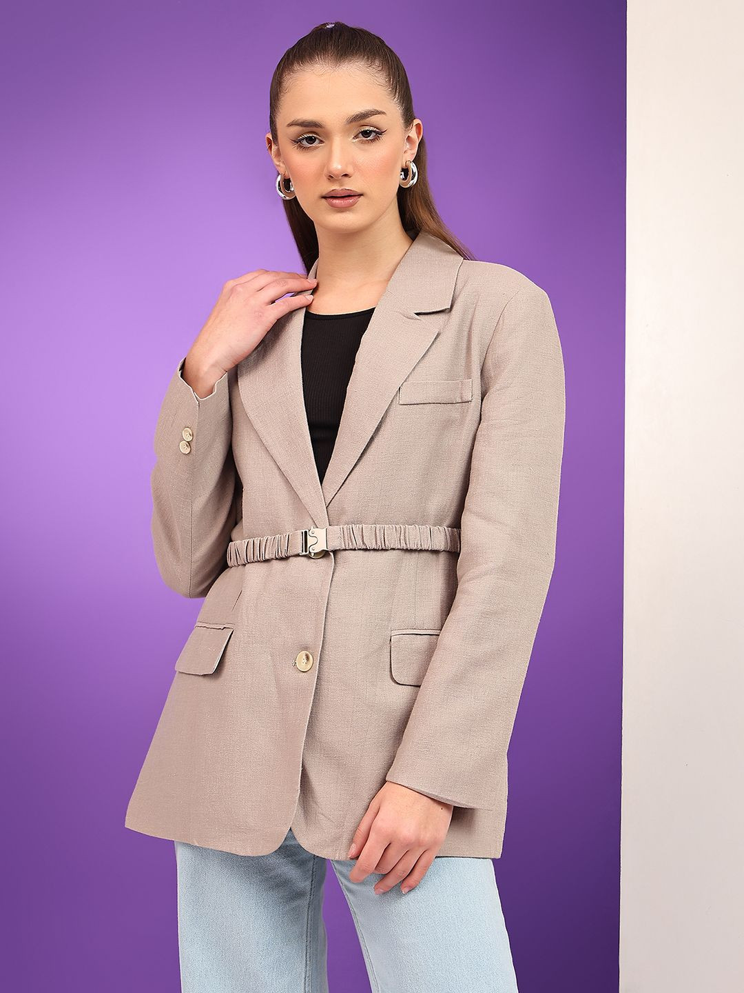 

Kotty Notched Lapel Collar Overcoat, Brown