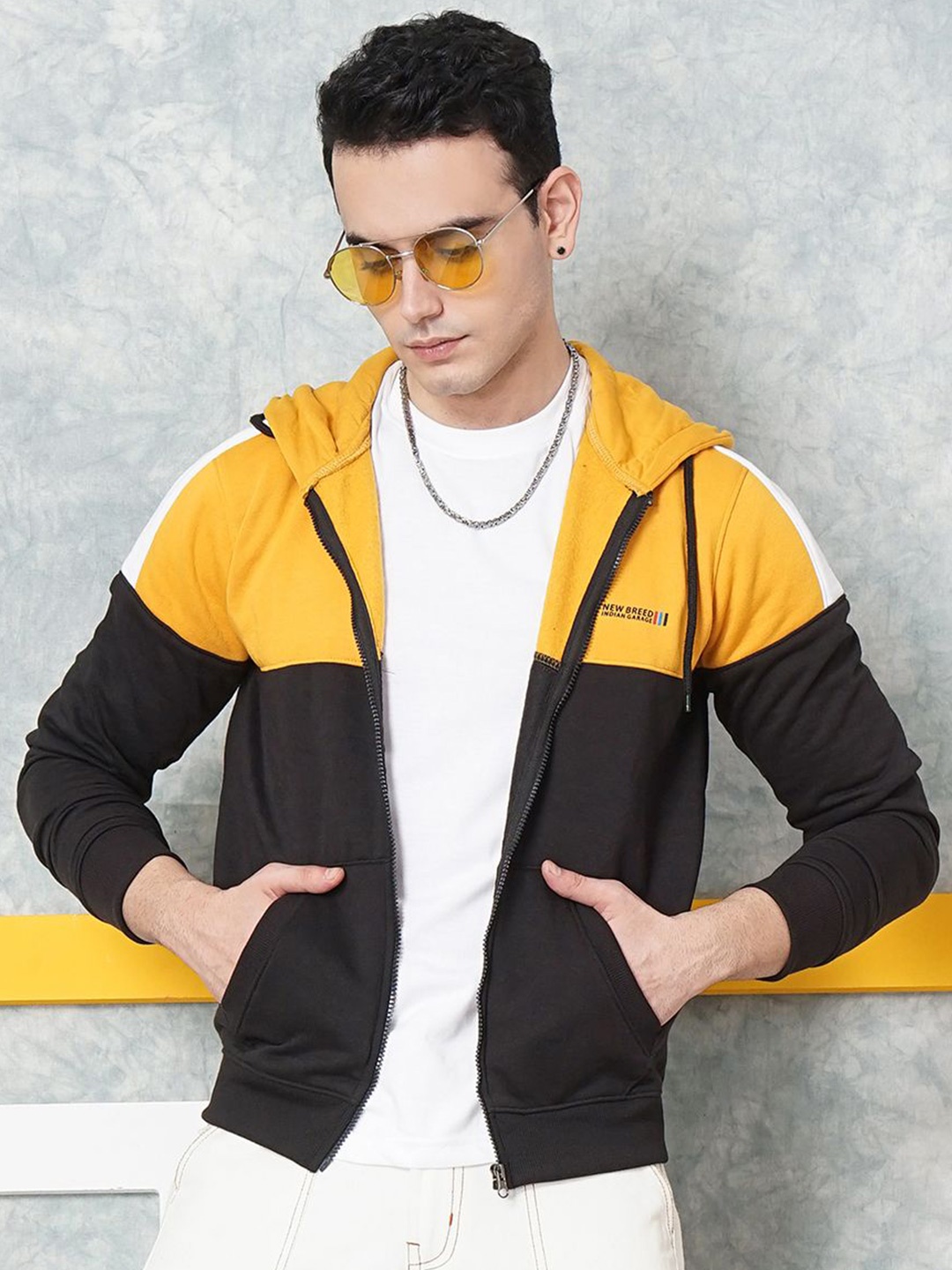 

The Indian Garage Co Men Hooded Sweatshirt, Yellow