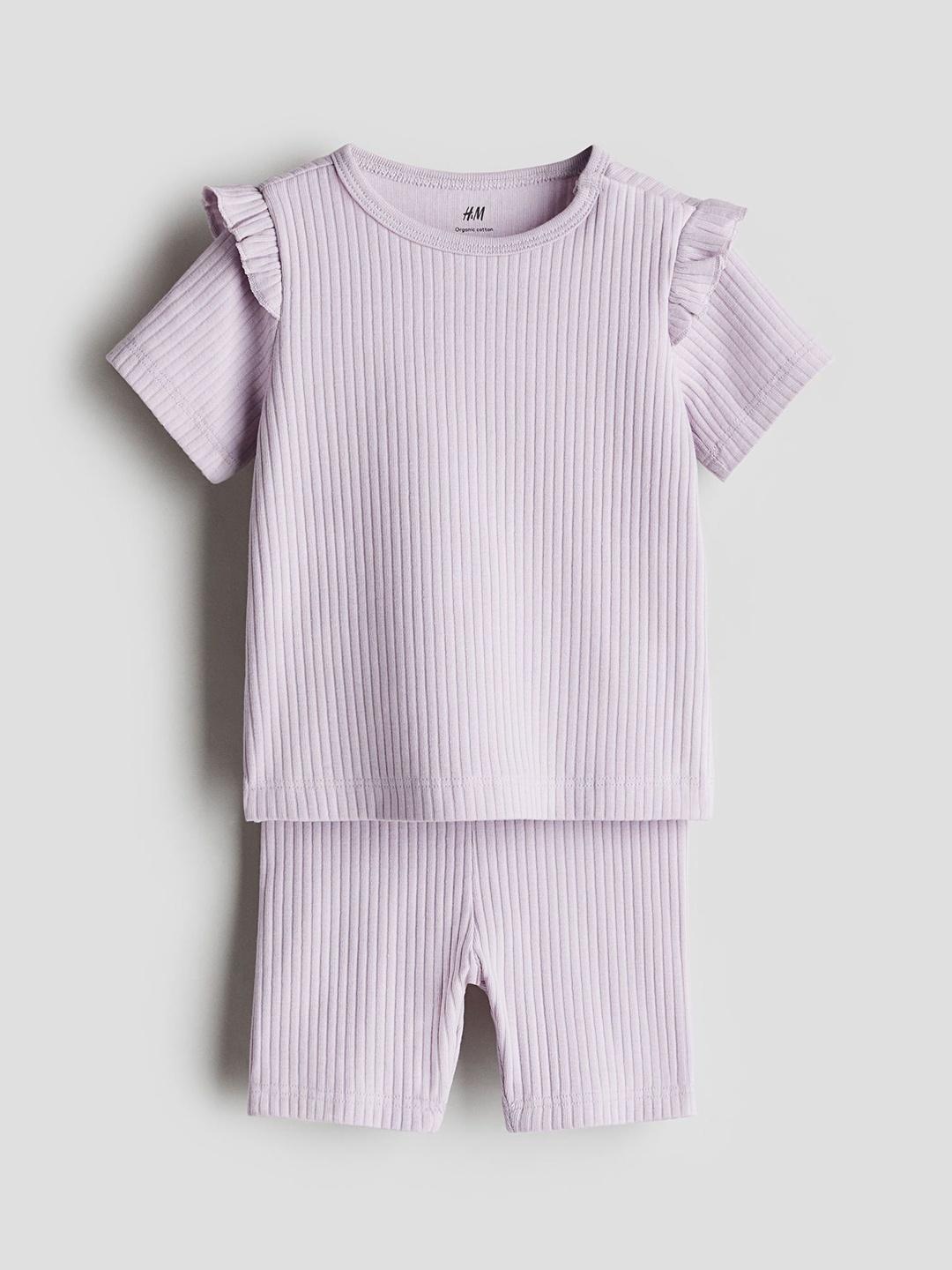 

H&M 2-Piece Ribbed Cotton Set, Purple