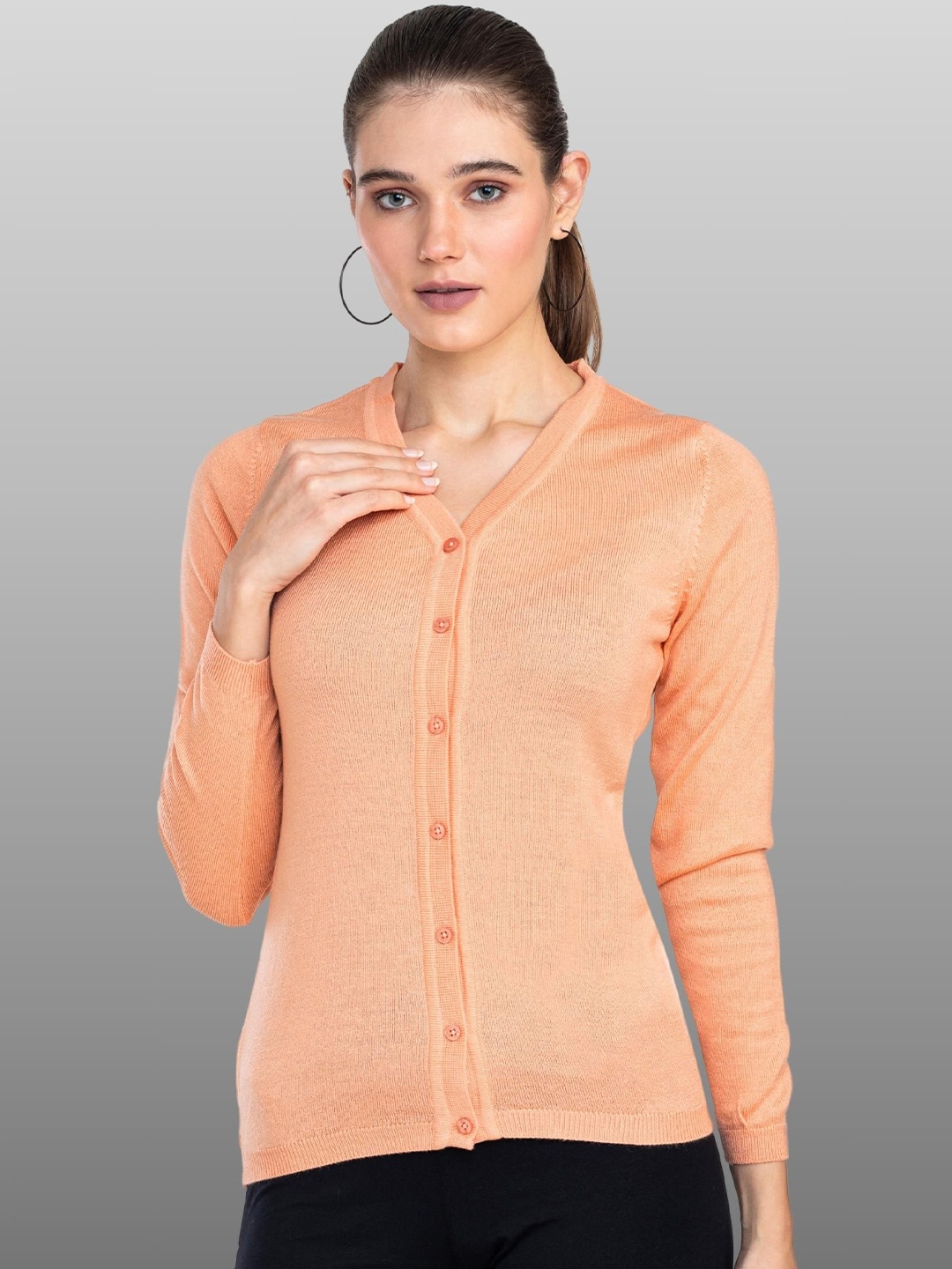 

Moda Elementi Women Woollen Cardigan, Orange