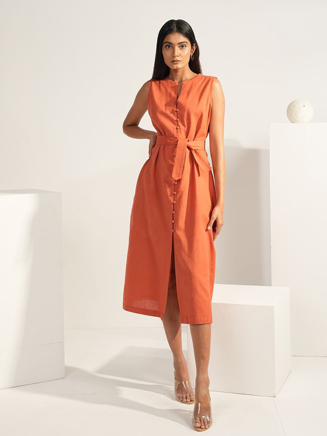 

Aamili Hayat A-Line Midi Dress, Orange