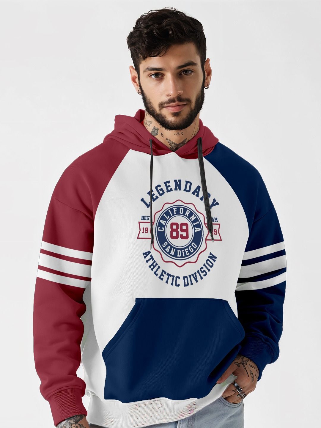 

Crazymonk Men Legendary Oversized Hoodie - Multi Color, White