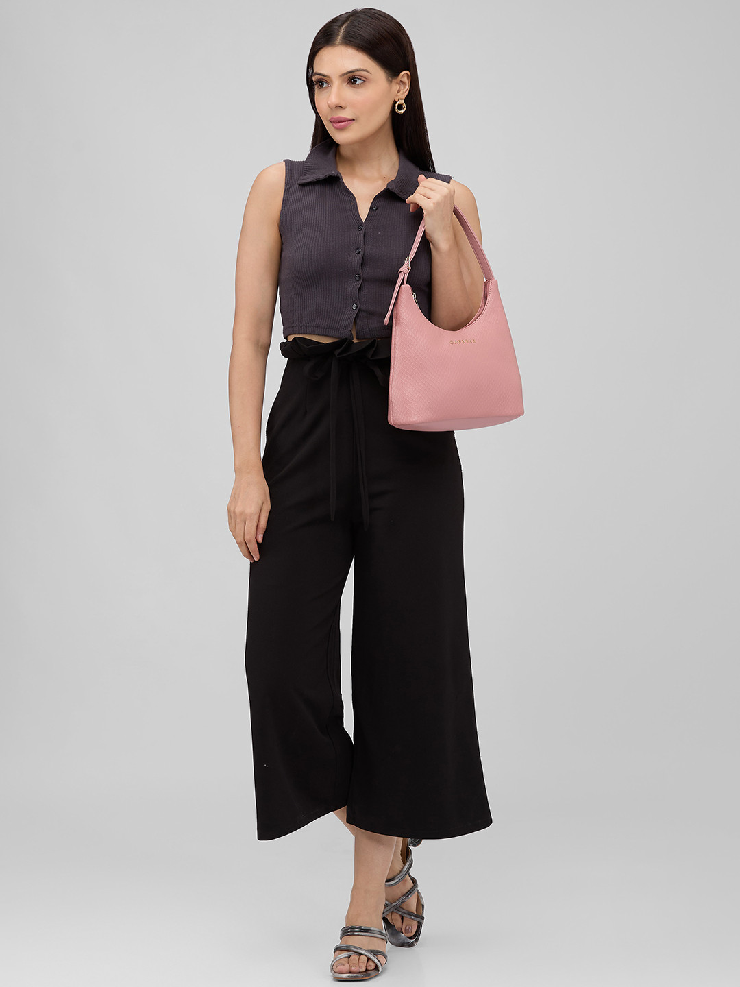 

Caprese Animal Skin Textured Structured Shoulder Bag, Pink