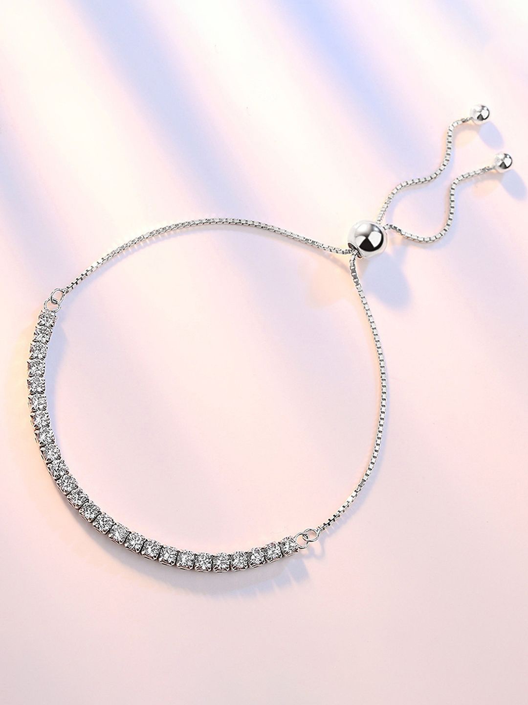 

Peora Silver-Plated Cubic Zirconia Studded Adjustable Wraparound Bracelet