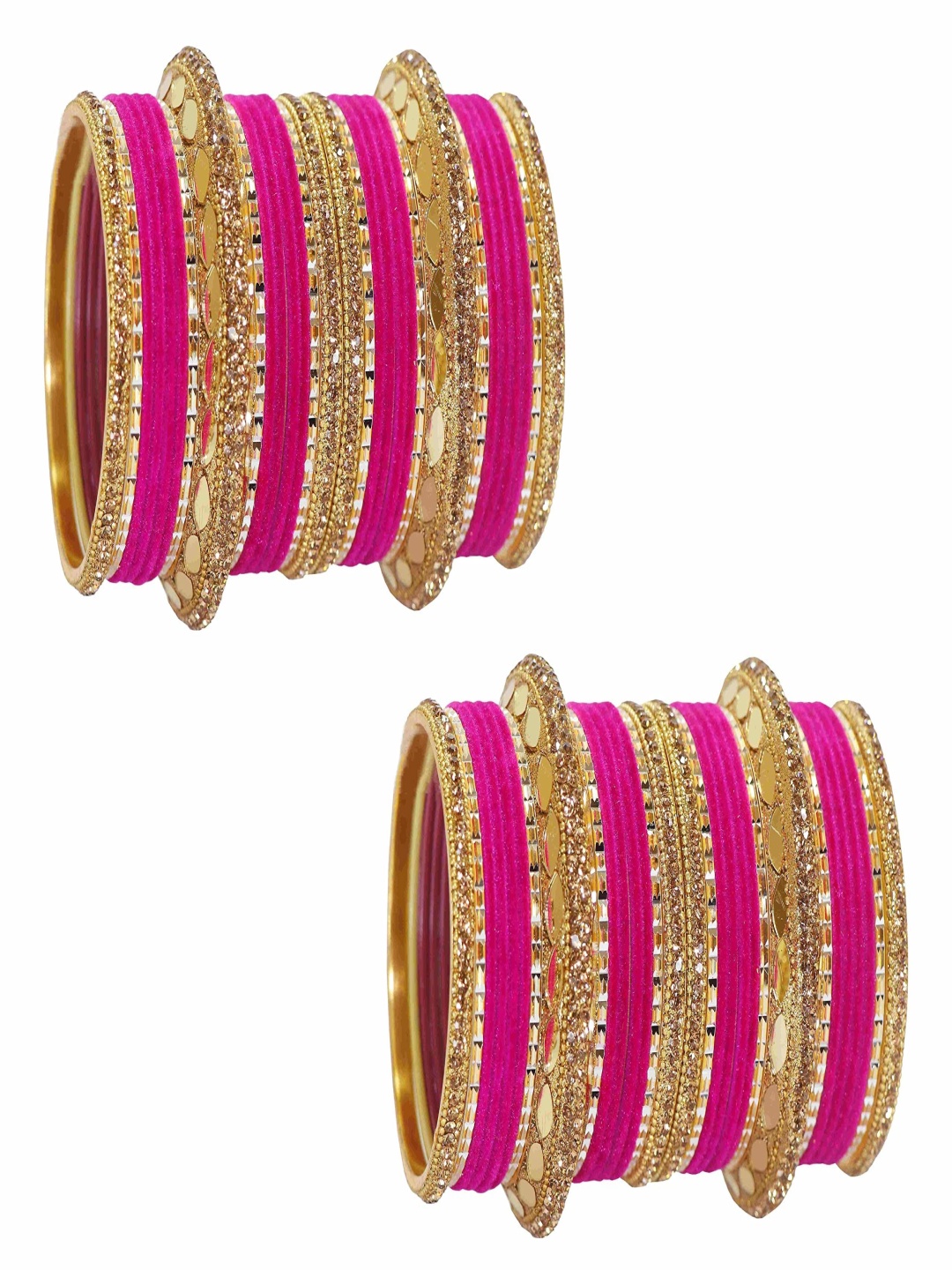 

ZULKA Set Of 60 Gold-Plated Zircon Stone-Studded Bangles