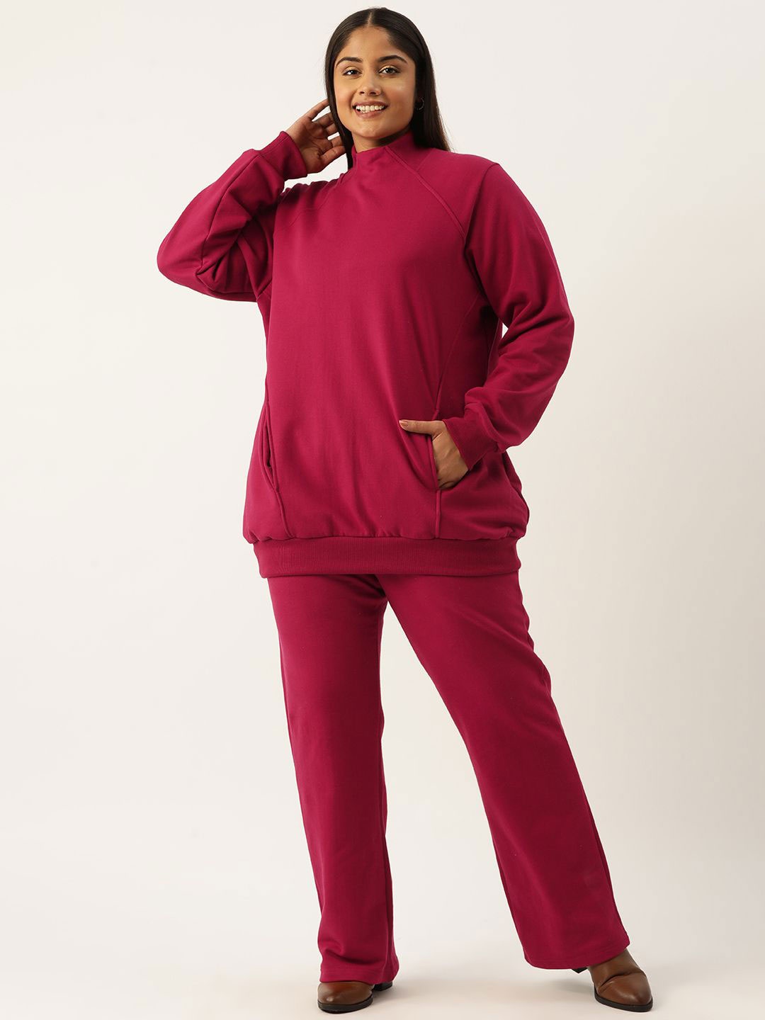 

theRebelinme High Neck Sweatshirt With Trouser, Maroon