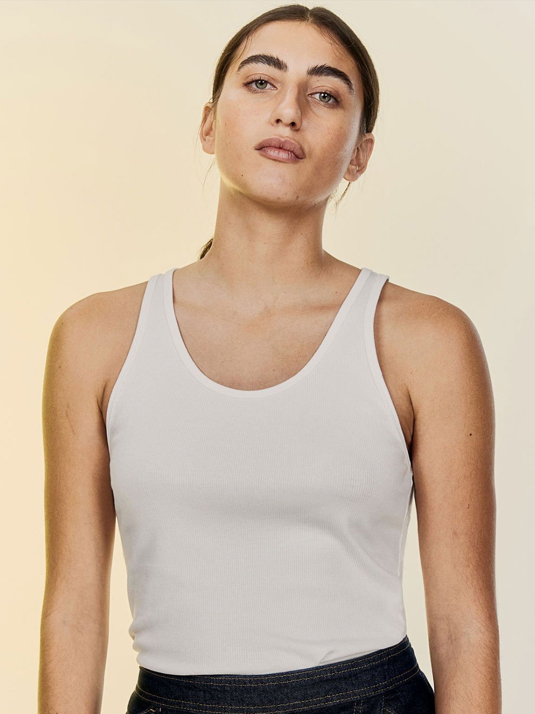 

H&M Ribbed Vest Top, White