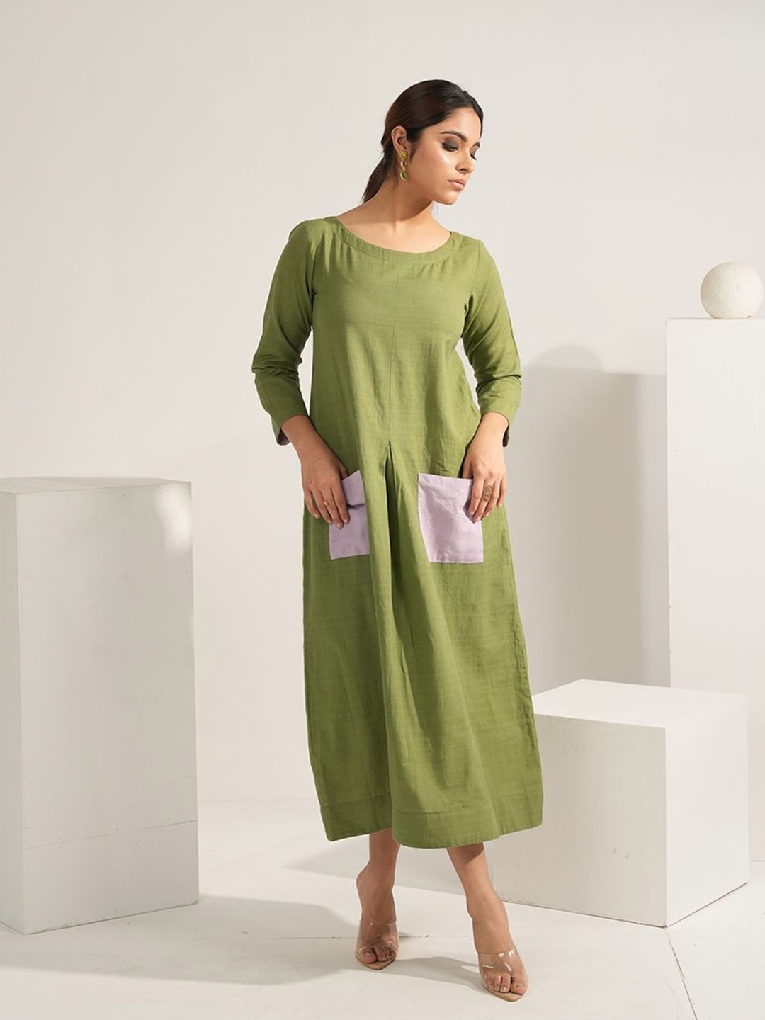 

Aamili A-Line Midi Dress, Green