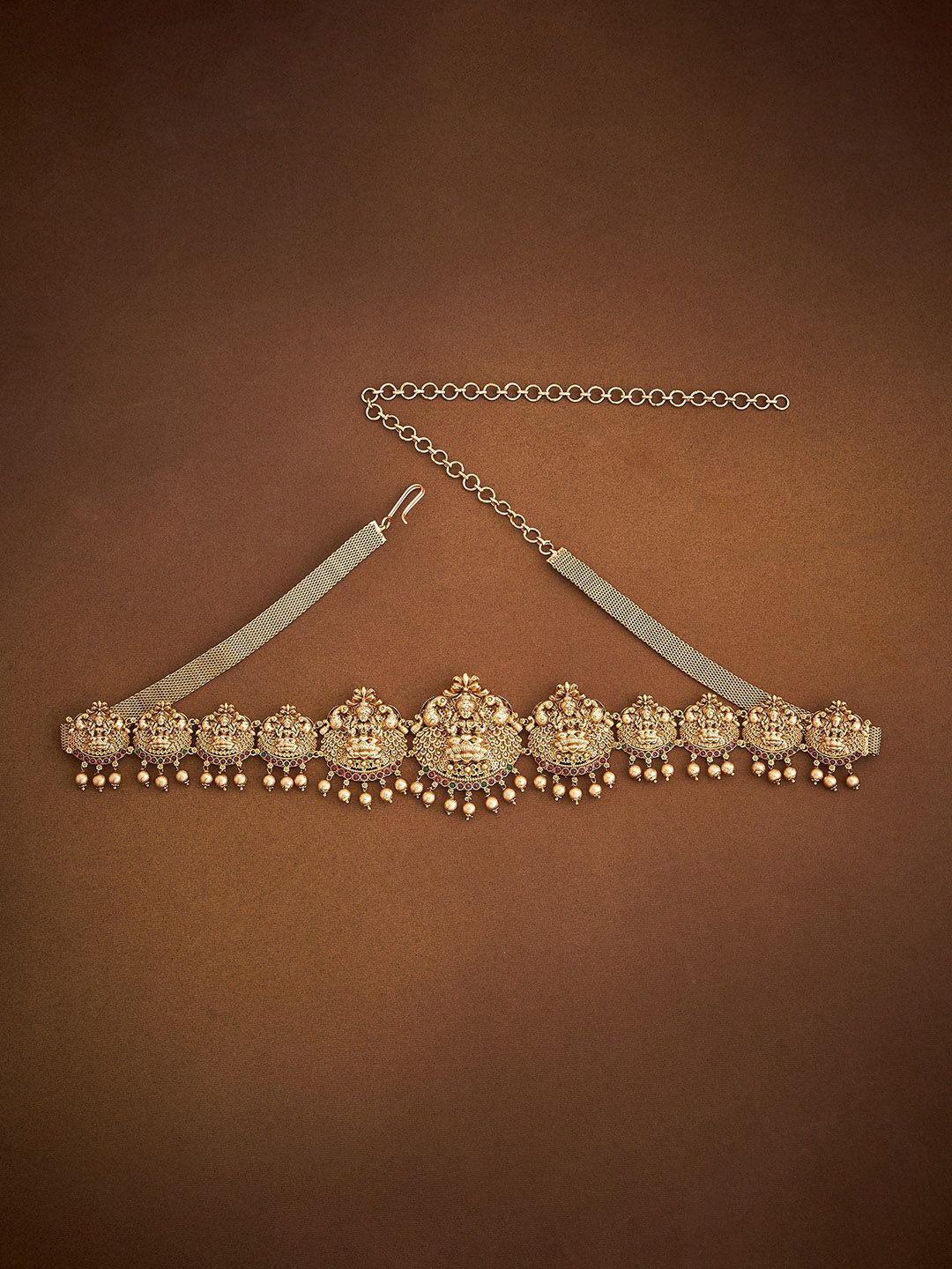 

Kushal's Fashion Jewellery Gold-Plated Beaded Antique Waist Chain Saree Accessories