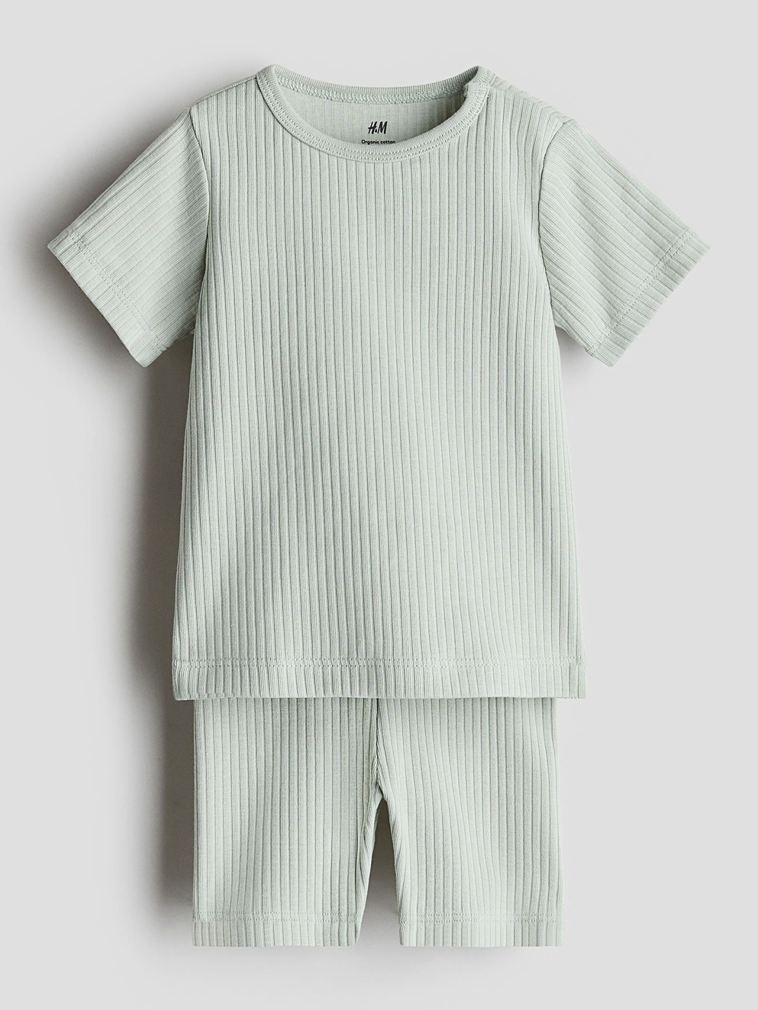 

H&M Boys 2-Piece Ribbed Cotton Set, Green