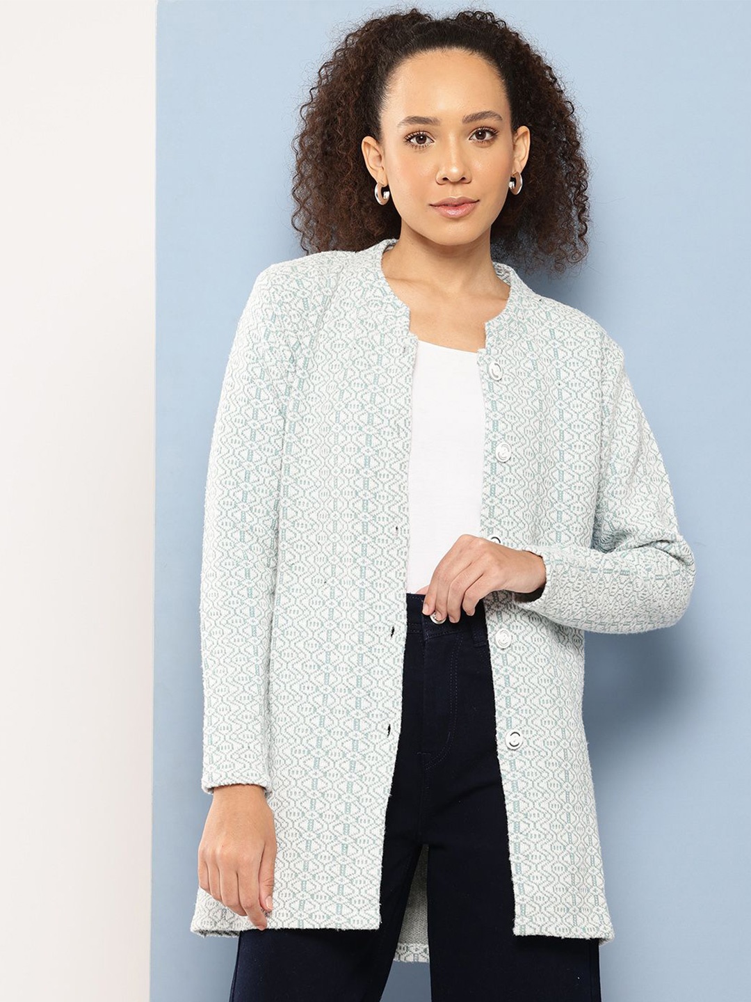 

BAESD Women Woollen Cardigan, Sea green