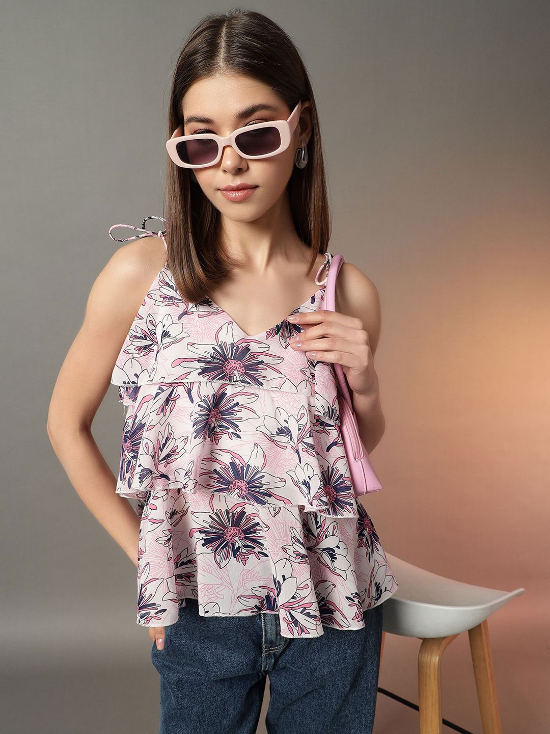 

BAESD Floral Printed Top, Pink