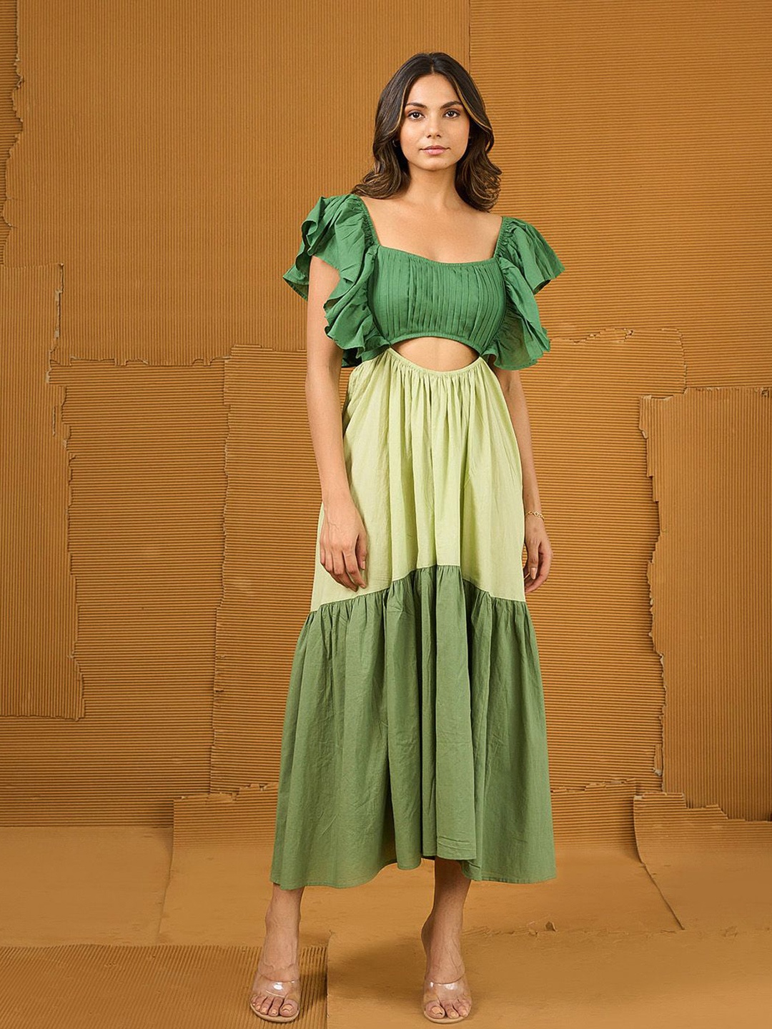 

Aamili Women A-Line Midi Dress, Green