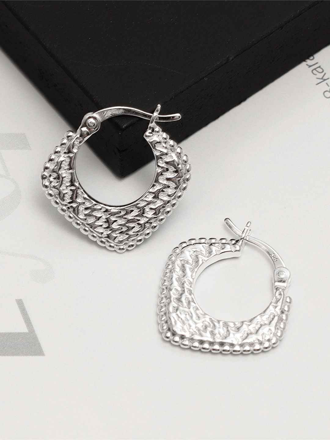 

LeCalla Sterling Silver Plated Geometrical Shaped Hoop Earrings