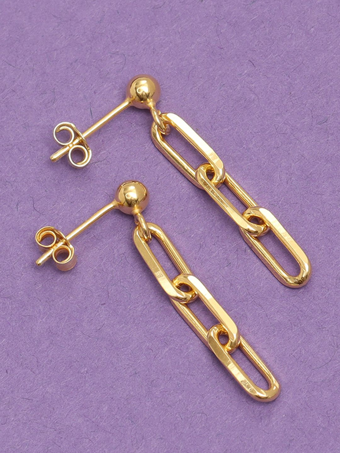 

LeCalla 925 Sterling Silver Gold Plated Contemporary Shaped Drop Earrings