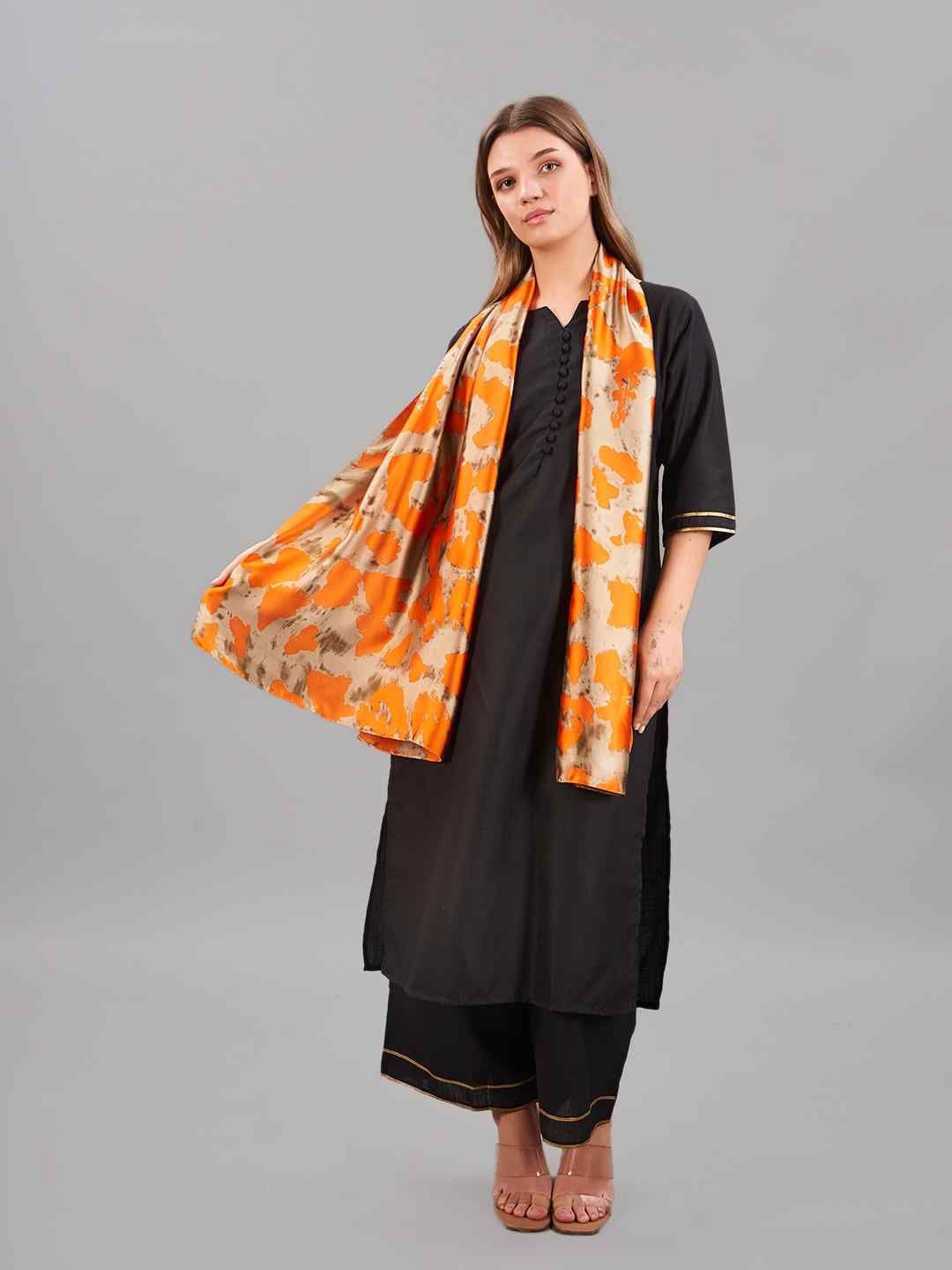 

Tossido Women Printed Stole, Orange