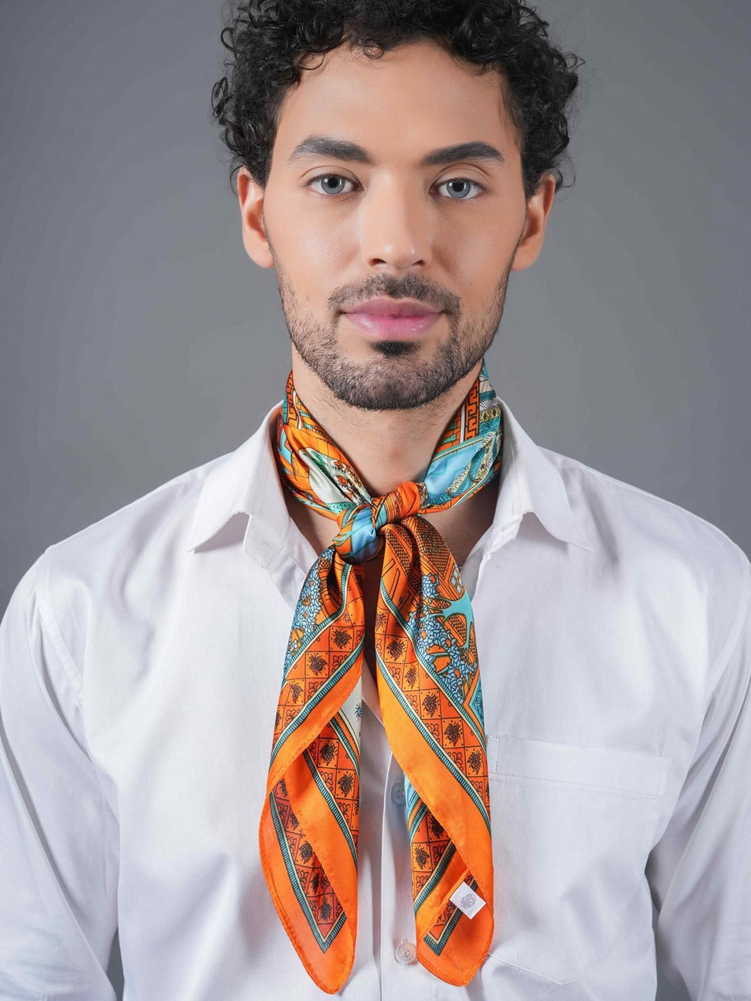 

Tossido Men Printed Neckerchief Scarf, Orange