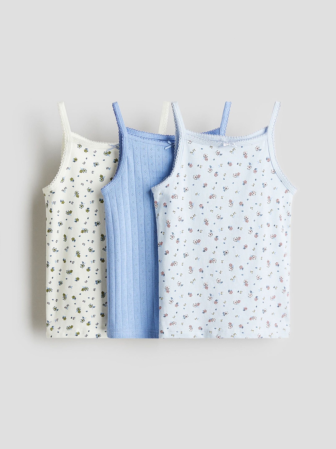 

H&M 3-Pack Cotton Strappy Tops, Blue