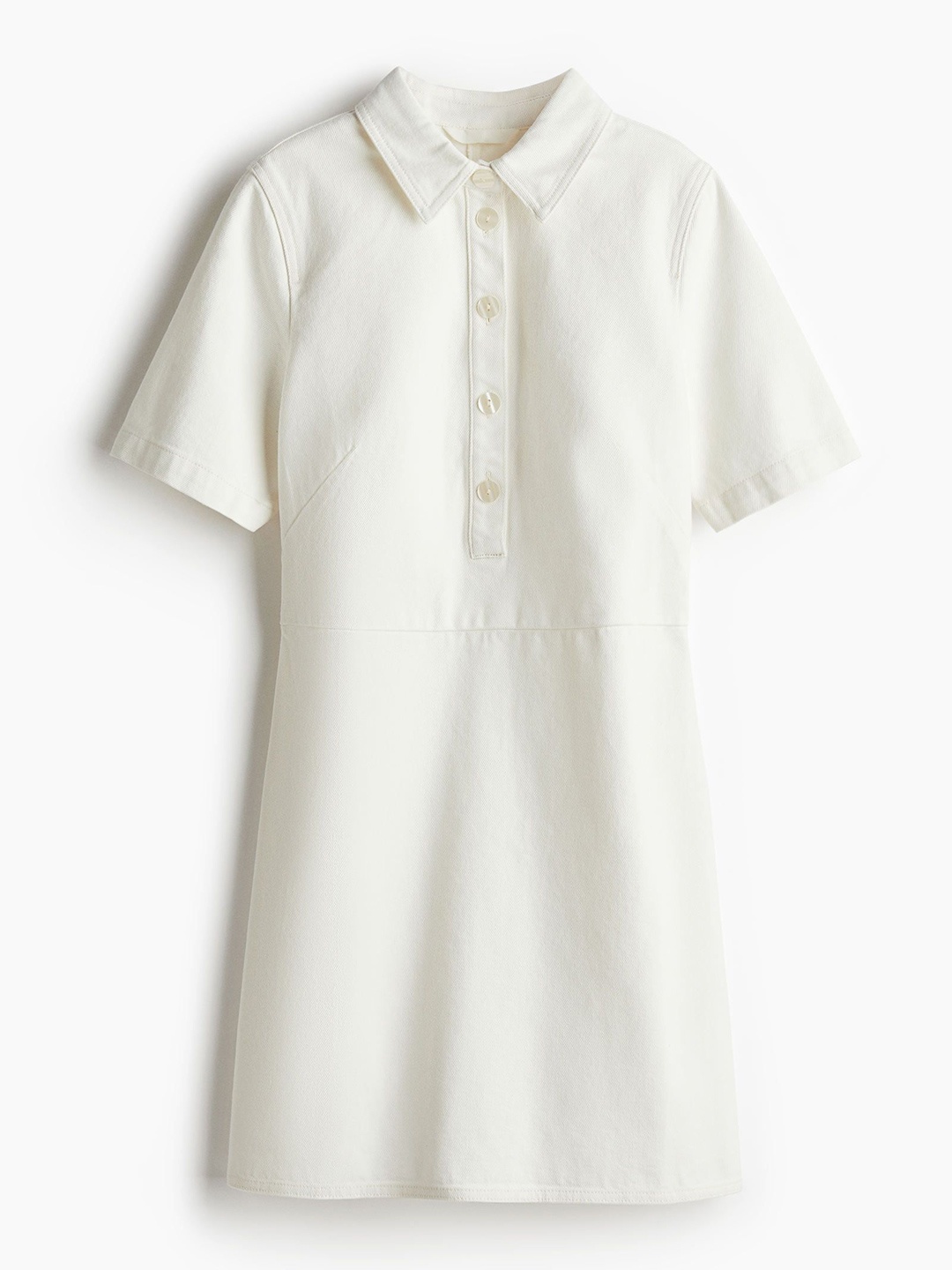 

H&M Collared Denim Dress, White