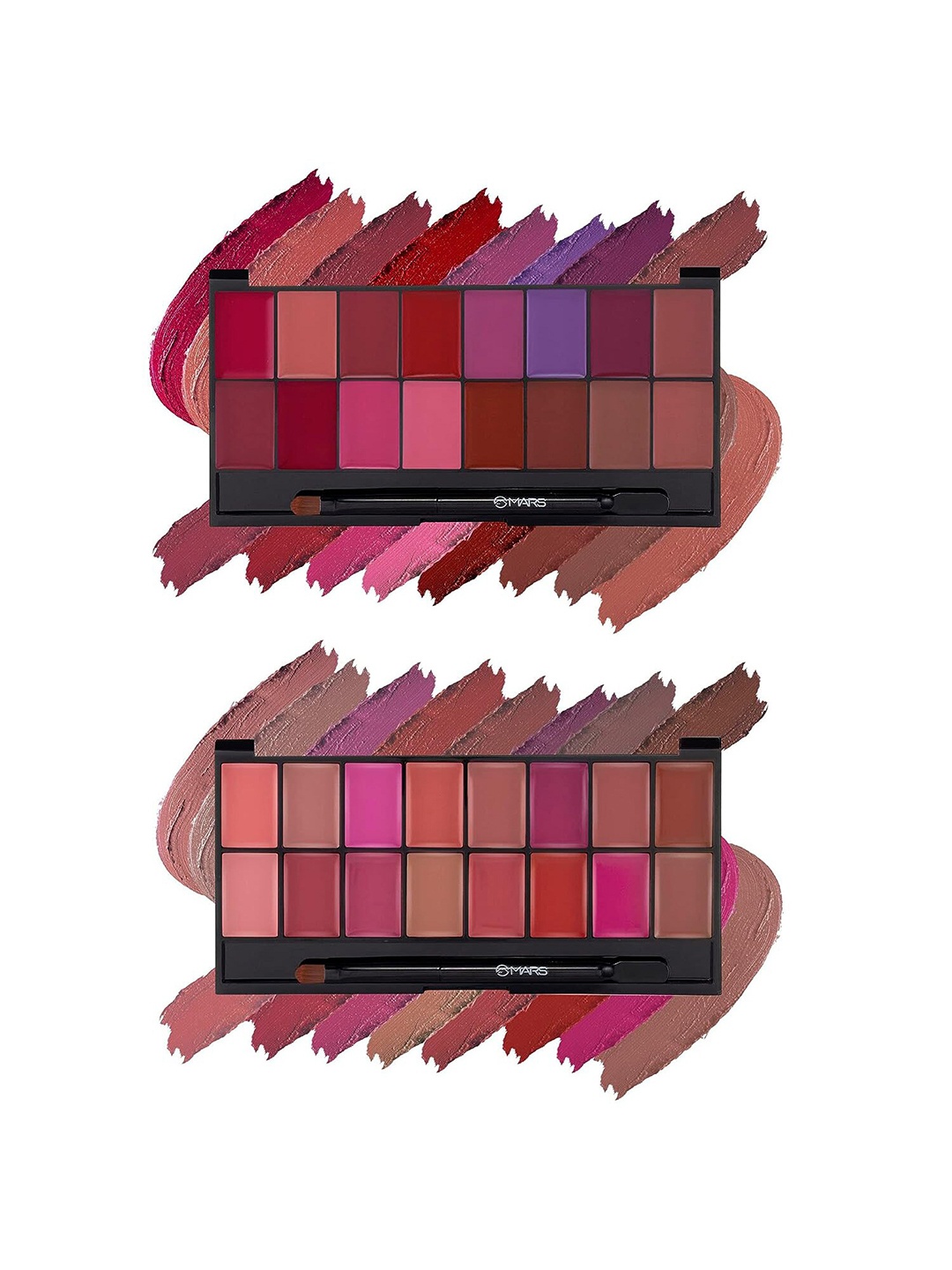 

MARS Set of 2 HD Pigmented & Matte 32-Color Lipstick Palette - Shades 02 & 03, Multi
