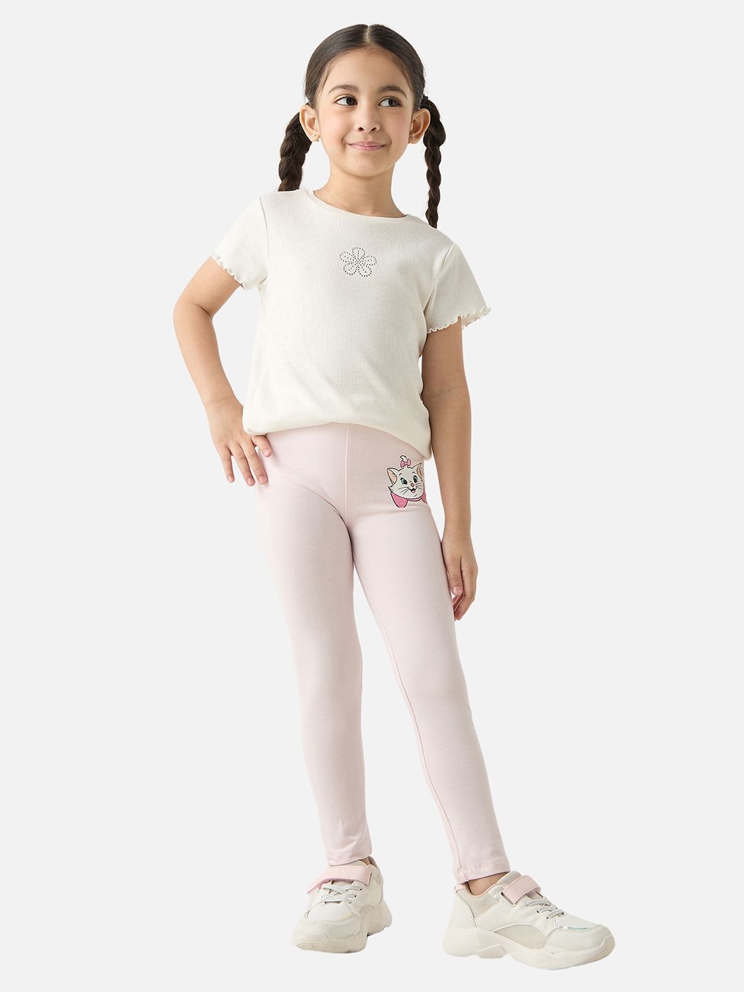 

Juniors by Babyshop Girls Printed Mid-Rise Ankle-Length Cotton Leggings, Pink