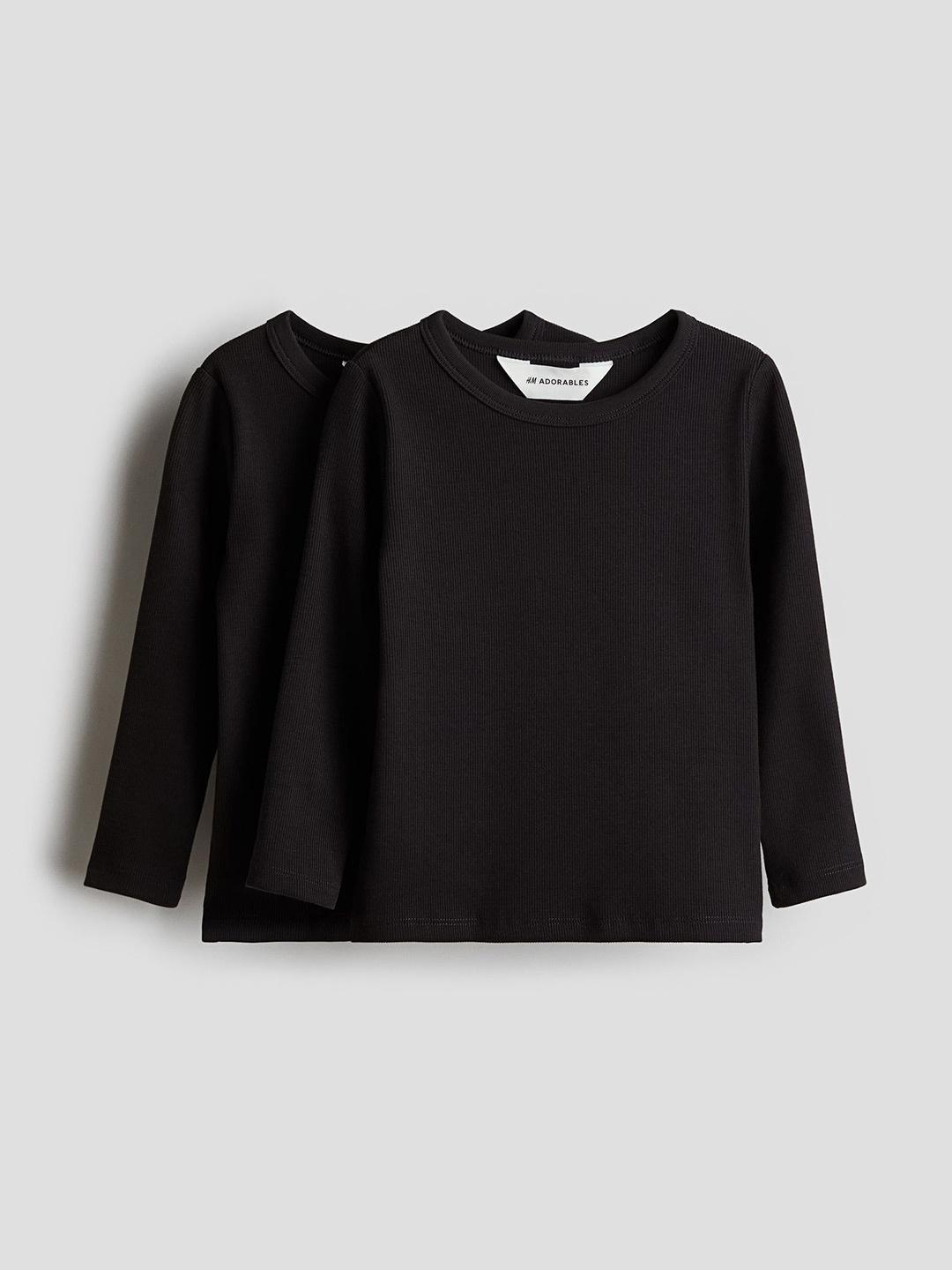 

H&M Girls 2-Pack Pima Cotton Jersey Tops, Black