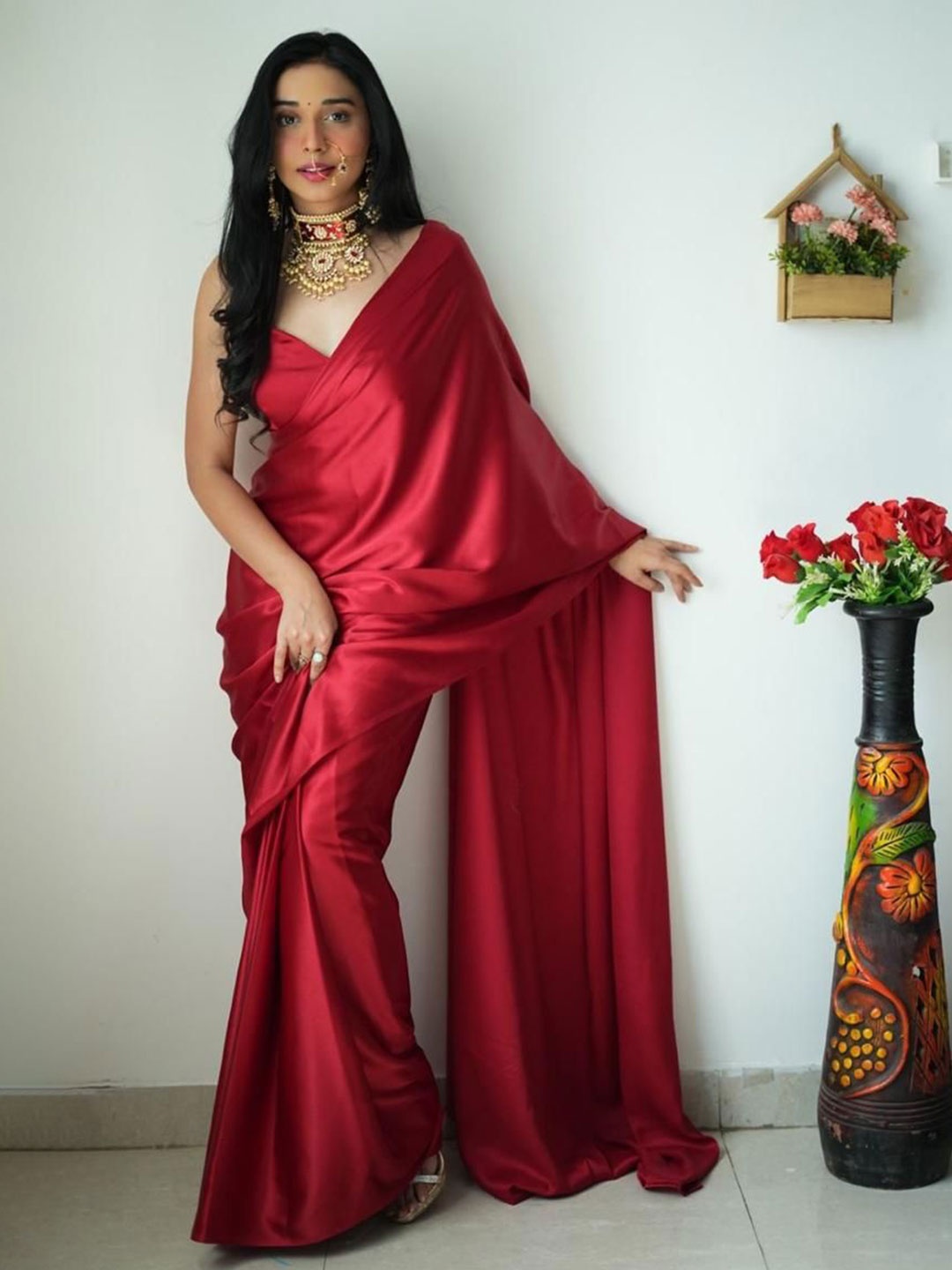 

Ruuprekha Tissue Tussar Saree, Red