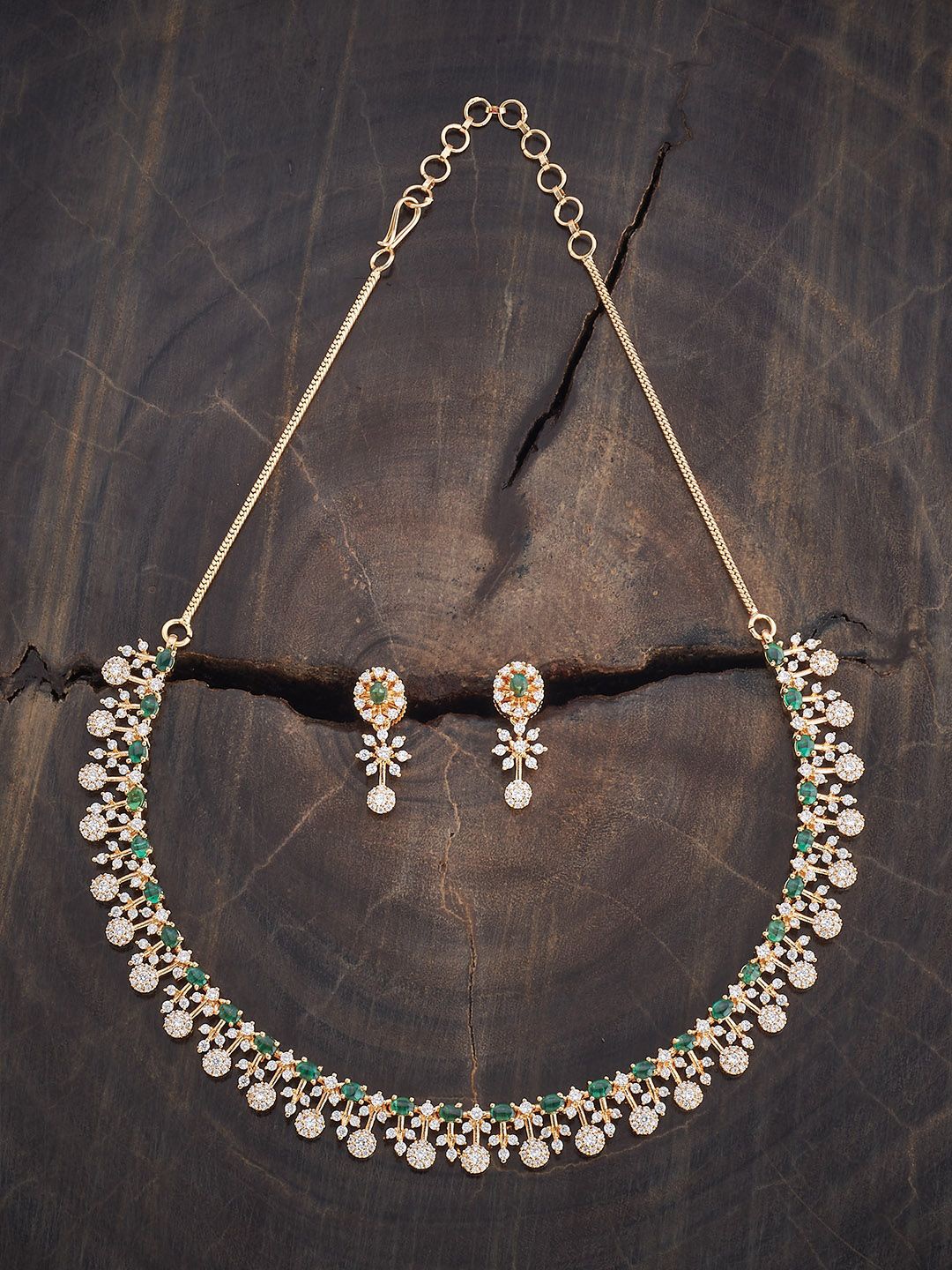 

Kushal's Fashion Jewellery Gold Plated Cubic Zirconia Studded Jewellery Set