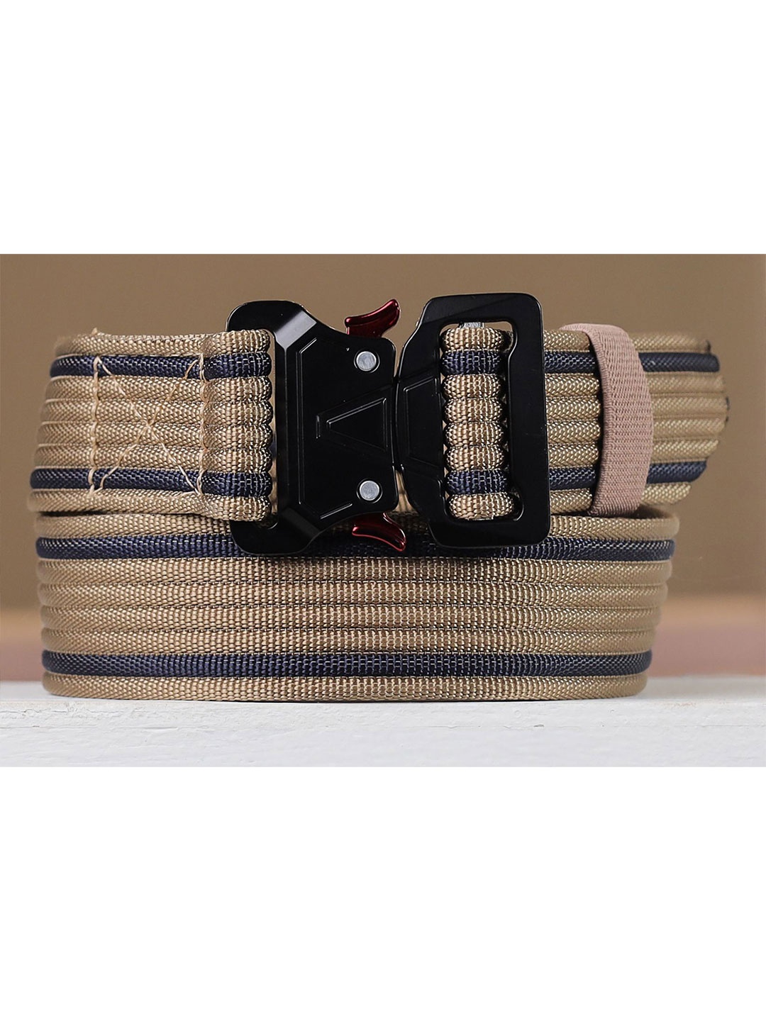 

Metronaut Men Canvas Textured Belt, Cream