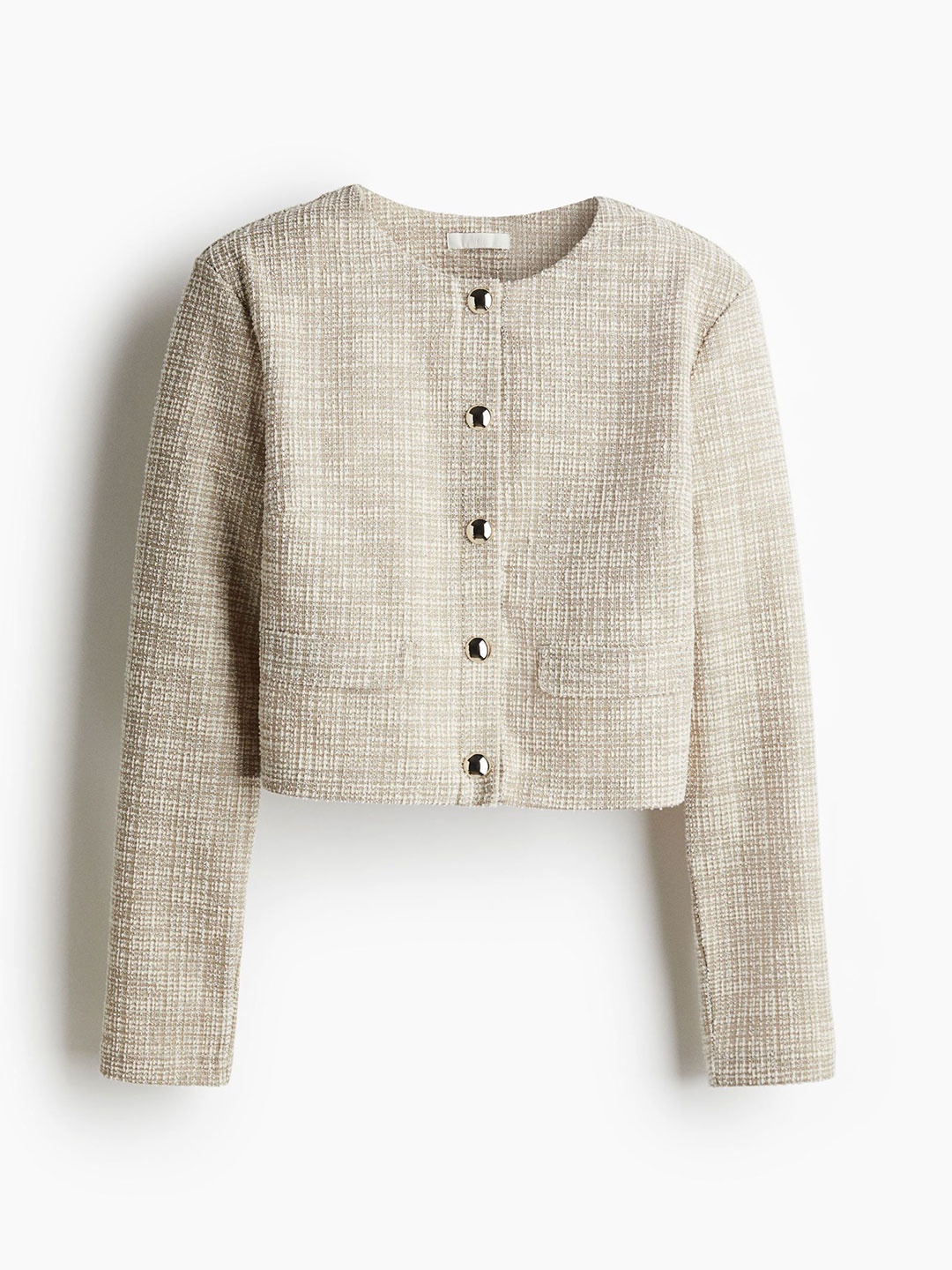 

H&M Shoulder-Pad Cardigan, Beige