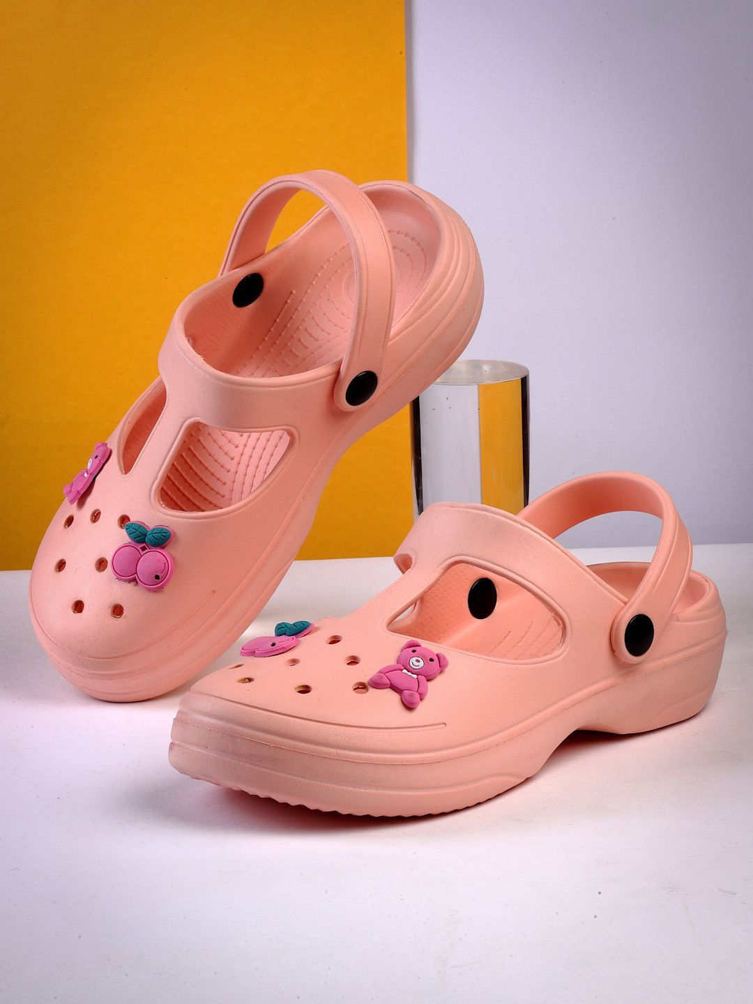 

ASIAN Women Self Design Clogs, Peach