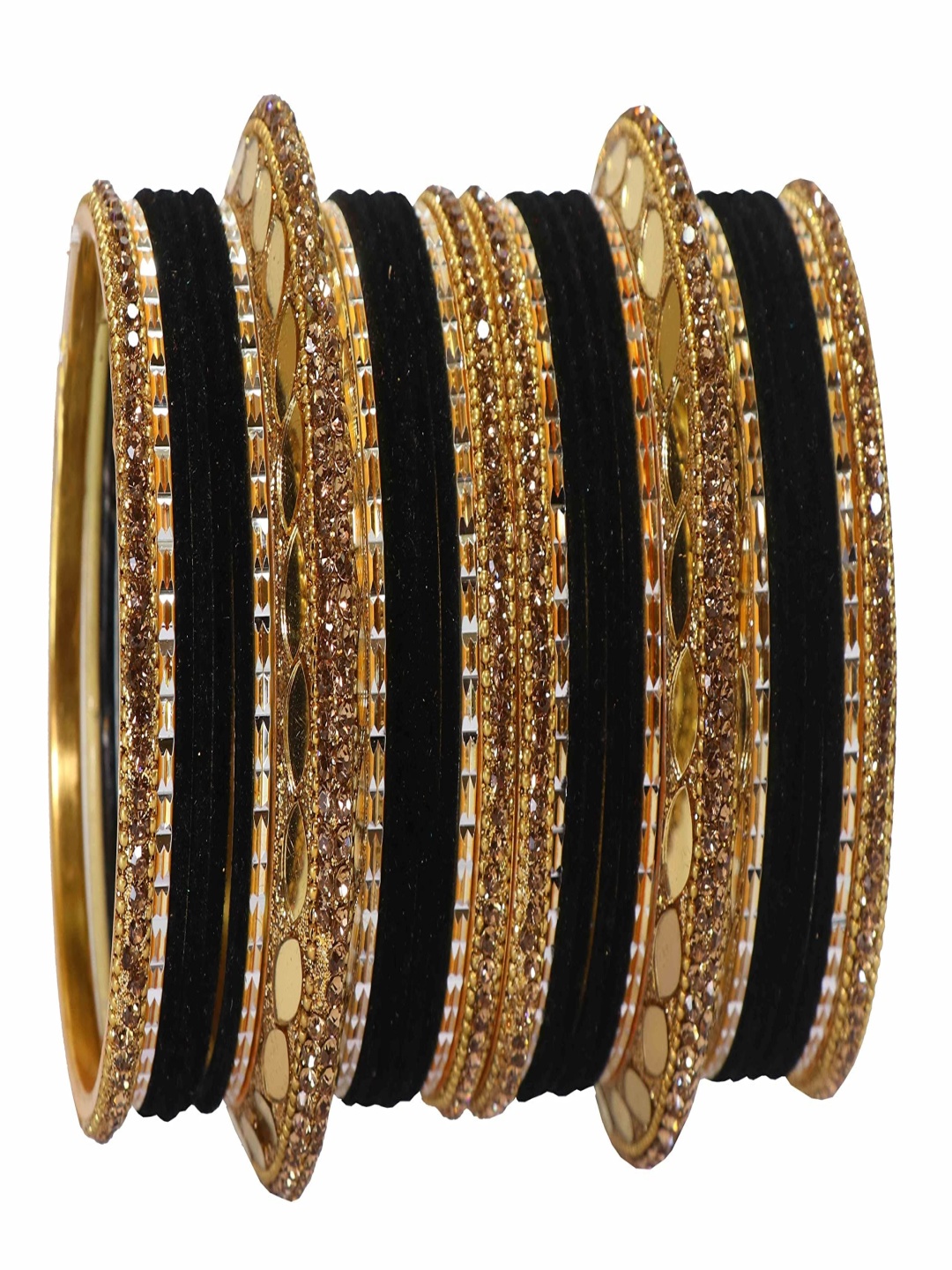 

ZULKA Set Of 30 Premium Gold Plated Zircon Stone-Studded Bangles
