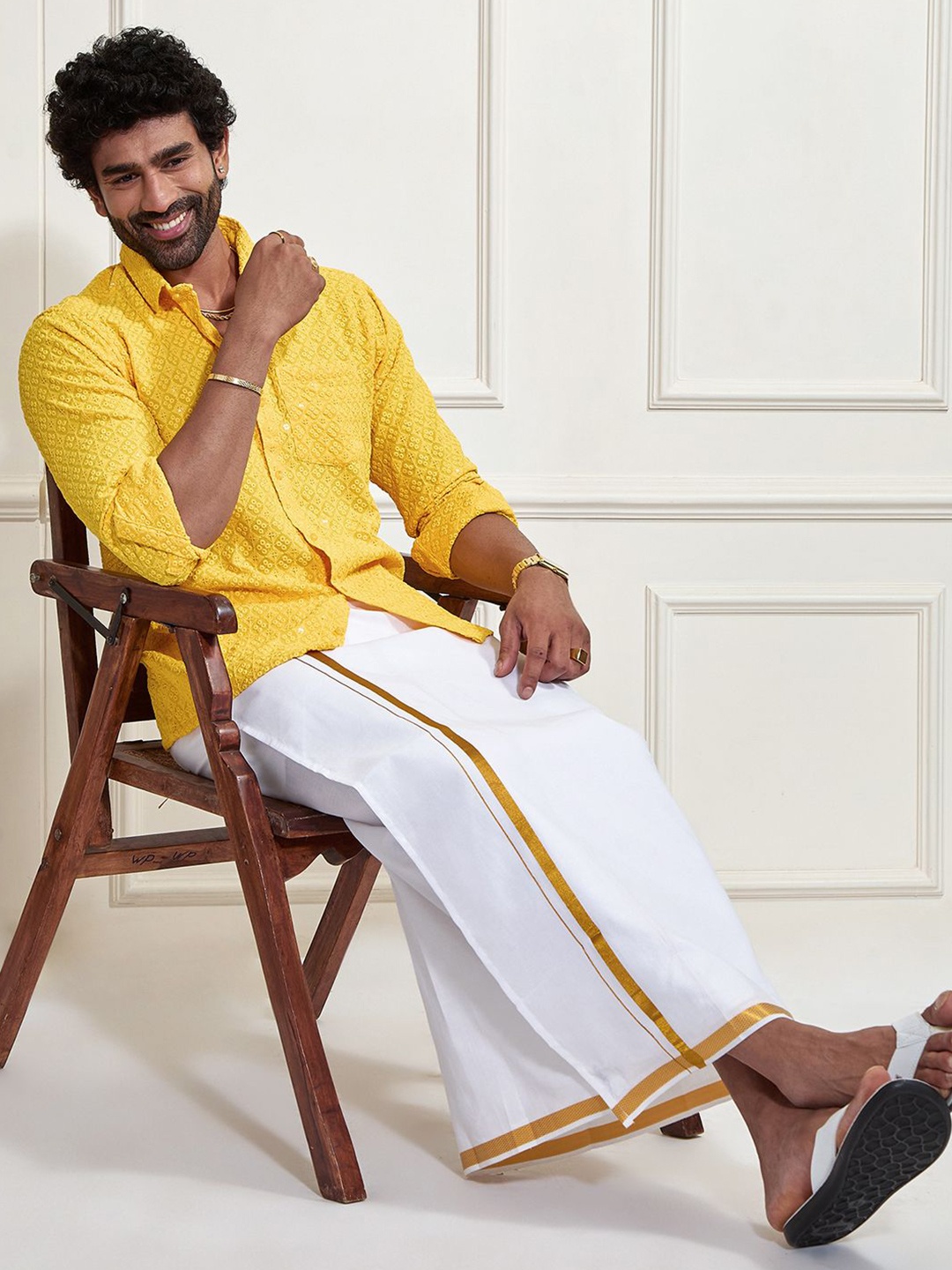

VASTRAMAY Men Shirt, Yellow