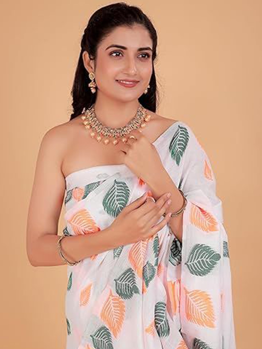 

NEGRONI Ethnic Motifs Saree, White