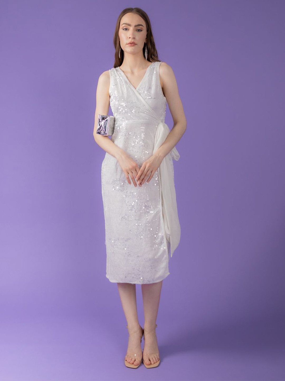 

DressBerry Women Wrap Midi Dress, White