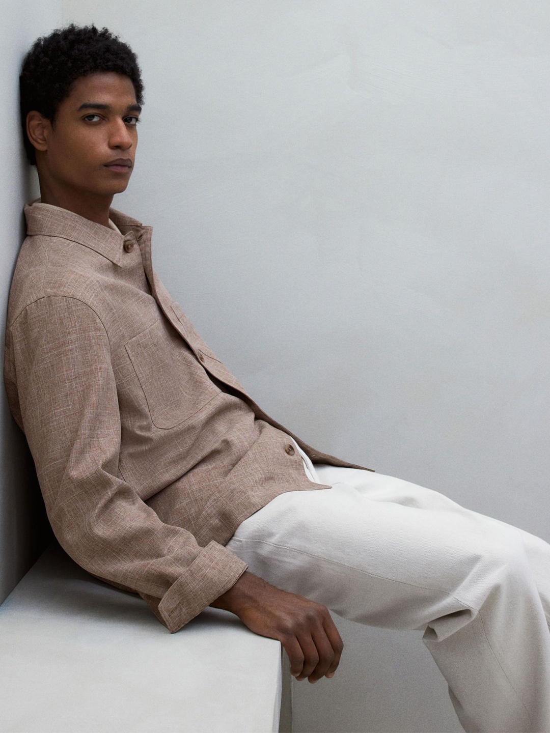 

H&M Regular Fit Overshirt, Beige