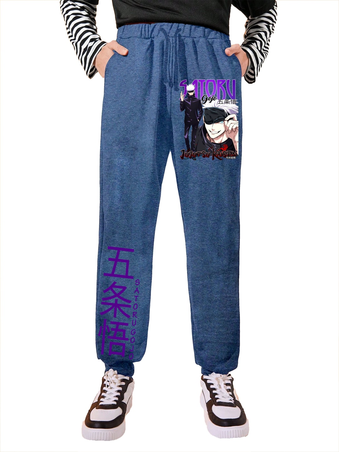 

BAESD Boys Anime Printed Cotton Joggers, Blue