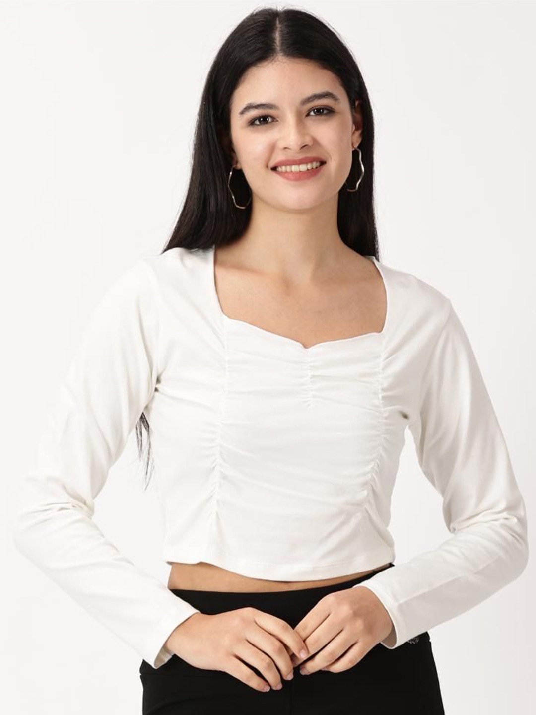 

RAVINIK Women Cotton Crop Top, White