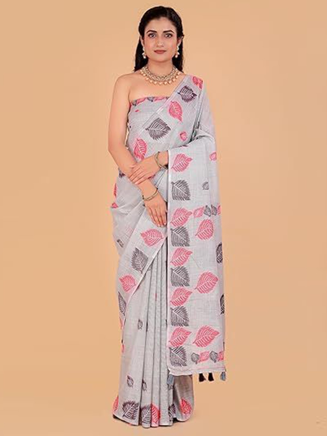 

NEGRONI Woven Design Saree, Grey